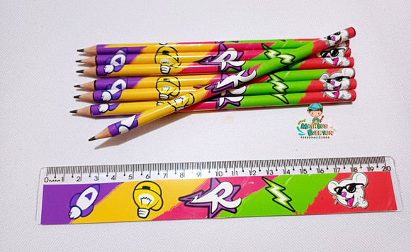 25 Kits Lápis e Régua Personalizado Emily Vick