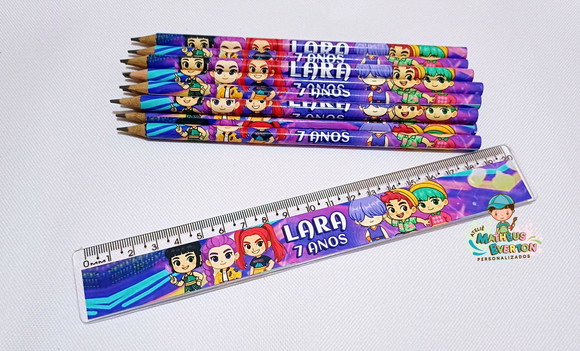 25 Kits Lápis e Régua Personalizado Guerreiras de K-pop Cute - Imagem 4