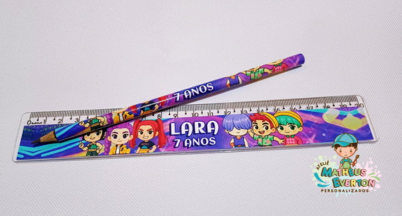25 Kits Lápis e Régua Personalizado Guerreiras de K-pop Cute - Imagem 3