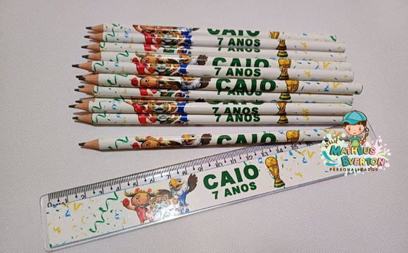 25 Kits Lápis e Régua Personalizado Mascote Copa do Mundo - Imagem 3