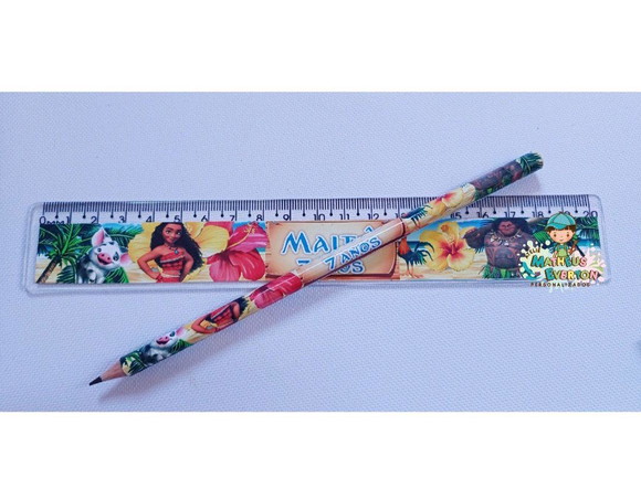 25 Kits Lápis e Régua Personalizado Moana - Imagem 3