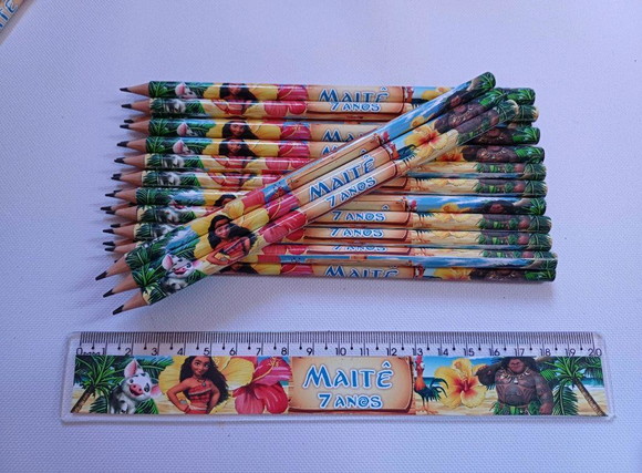 25 Kits Lápis e Régua Personalizado Moana - Imagem 3