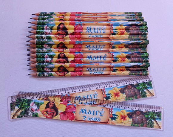 25 Kits Lápis e Régua Personalizado Moana - Imagem 2