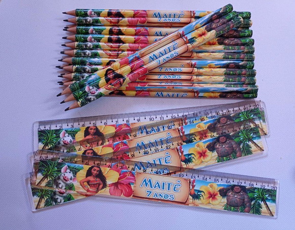 25 Kits Lápis e Régua Personalizado Moana - Imagem 4