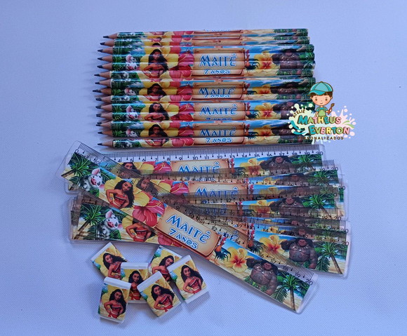 25 Kits Lápis, Régua e Borracha Personalizado Geometry Dash - Imagem 2