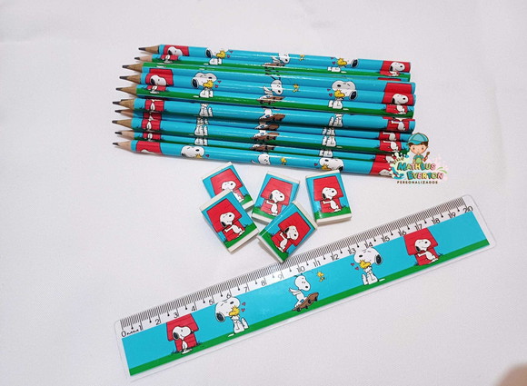 25 Kits Lápis, Régua e Borracha Personalizado Snoopy - Imagem 5