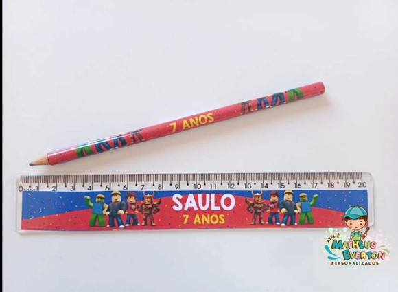 25 Lápis + 25 Réguas Personalizado Roblox