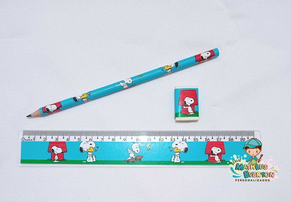 25 Lápis, 25 Réguas e 25 Borrachas Personalizados Snoopy - Imagem 3