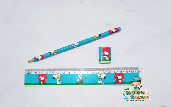 25 Lápis, 25 Réguas e 25 Borrachas Personalizados Snoopy - Imagem 4