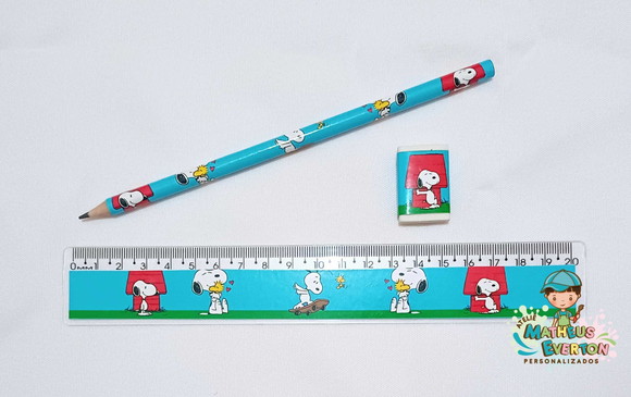 25 Lápis, 25 Réguas e 25 Borrachas Personalizados Snoopy - Imagem 2