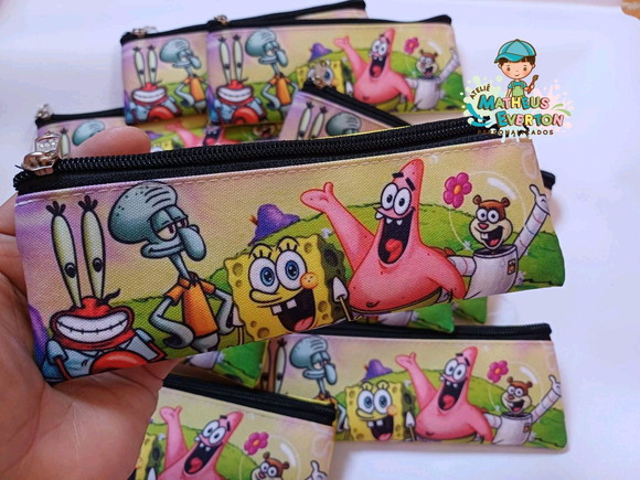 30 Estojos Slim Personalizado Bob Esponja Tam: 19x7cm - Imagem 2