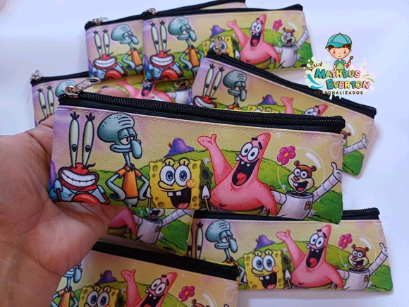 30 Estojos Slim Personalizado Bob Esponja Tam: 19x7cm - Imagem 3