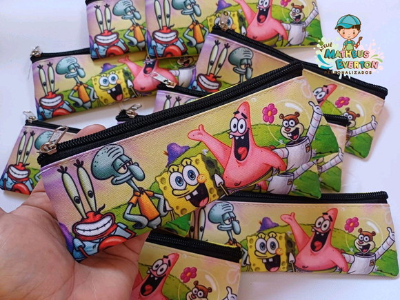 30 Estojos Slim Personalizado Bob Esponja Tam: 19x7cm - Imagem 4