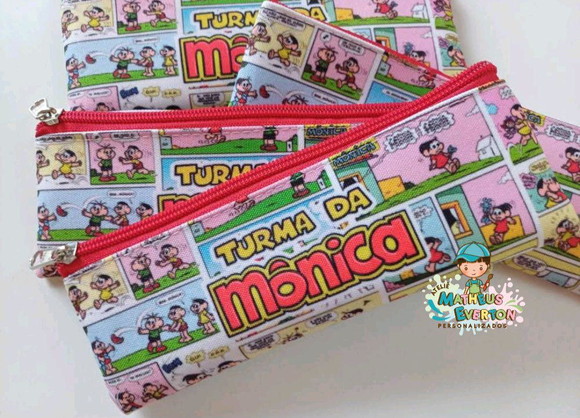 30 Estojos Slim Personalizado Turma da Mônica Tatamanho 19x7 - Imagem 5