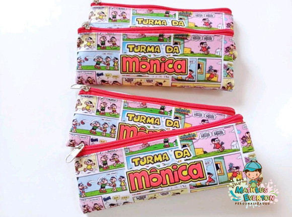 30 Estojos Slim Personalizado Turma da Mônica Tatamanho 19x7 - Imagem 3