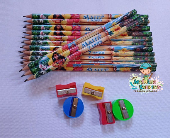30 Kits Lápis e Apontador Personalizado Moana - Imagem 3