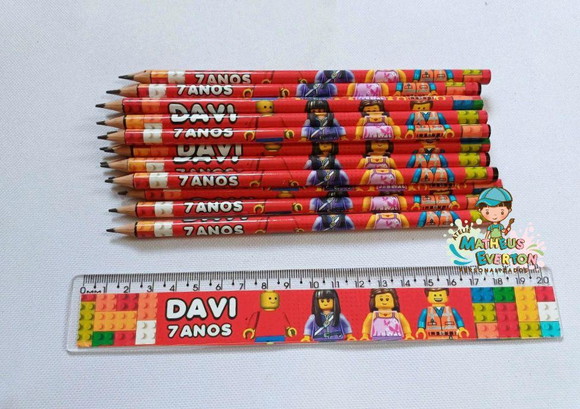 30 Kits Lápis e Régua Personalizado Lego Atu - Imagem 5