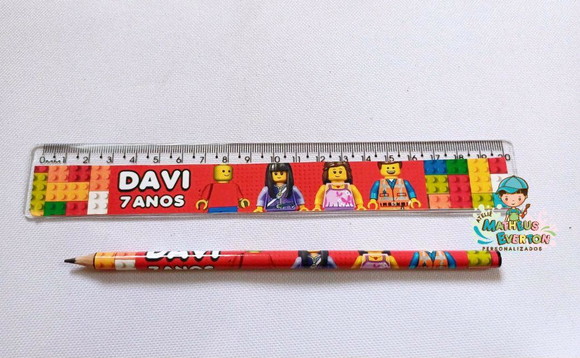 30 Kits Lápis e Régua Personalizado Lego Atu - Imagem 4