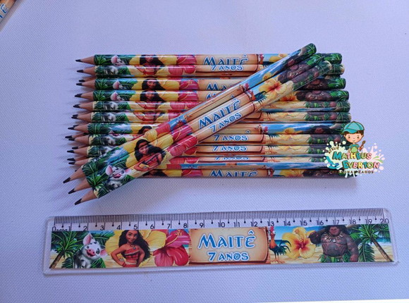 30 Kits Lápis e Régua Personalizado Moana - Imagem 4