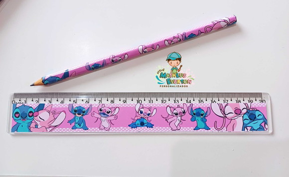 30 Lápis + 30 Réguas Personalizado Stitch - Imagem 2