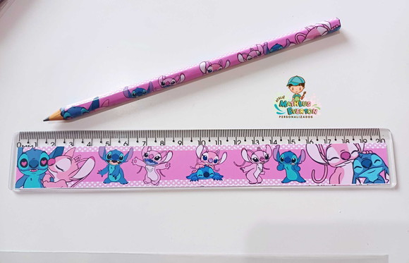 30 Lápis + 30 Réguas Personalizado Stitch
