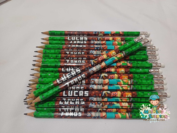 30 Lapis com Borracha na Ponta Tema Minecraft - Imagem 2