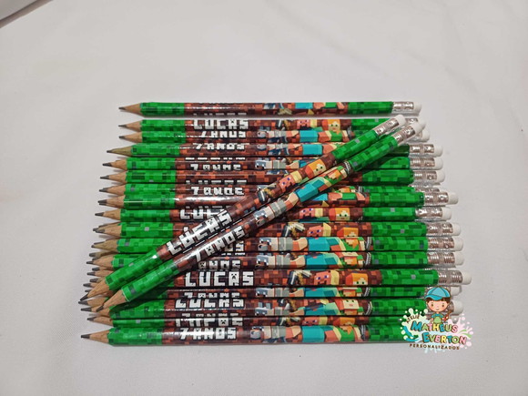30 Lapis com Borracha na Ponta Tema Minecraft