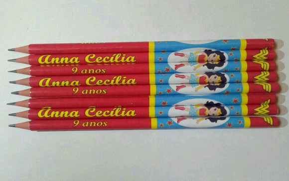 30 Lápis Personalizado Mulher Maravilha