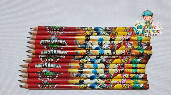 30 Lápis Personalizado Power Ranger (dino Charge)