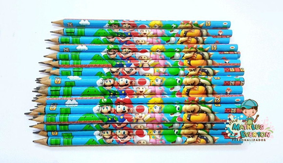 30 Lapis Personalizados Super Mario Bros - Imagem 2