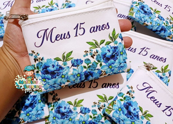 30 Porta Moedas Flores 15 Anos Tamanho: 10x12cm