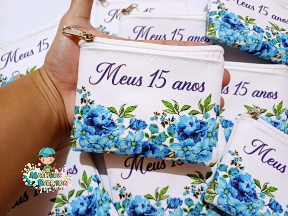 30 Porta Moedas Flores 15 Anos Tamanho: 10x12cm - Imagem 2