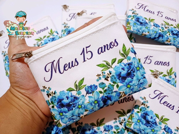 30 Porta Moedas Flores 15 Anos Tamanho: 10x12cm - Imagem 3