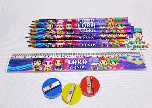 35 Kits Lápis, Régua, e Apontador Guerreiras do K-pop