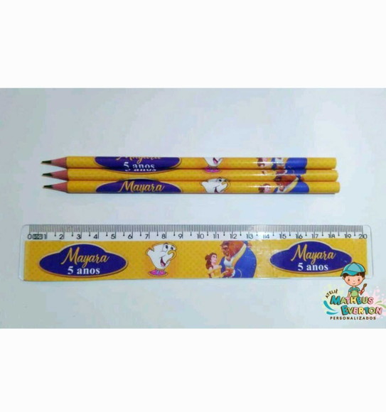 35 Lápis + 35 Réguas Personalizado a Bela e Fera