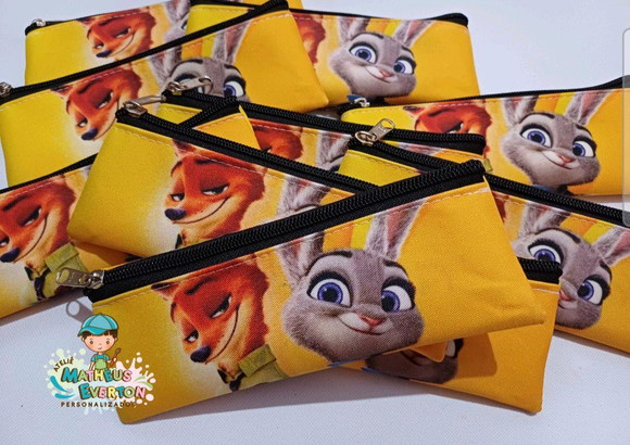 38 Estojos Slim Personalizado Zootopia Tam: 19x7cm