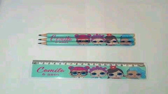 40 Kit Lapis Personalizado e Regua Lol