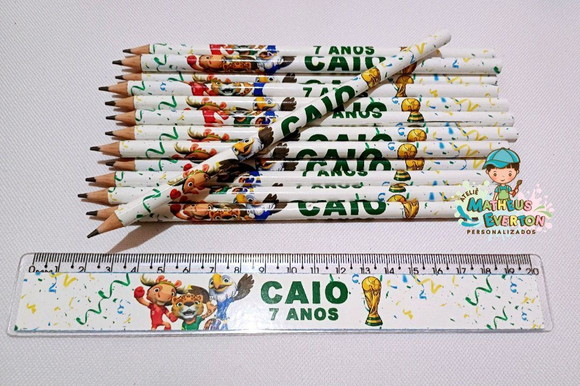 40 Kits Lápis e Régua Personalizado Mascote Copa do Mundo - Imagem 2
