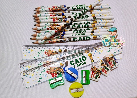 40 Kits Lápis, Borracha, Régua e Apontador Mascote Copa do m - Imagem 2