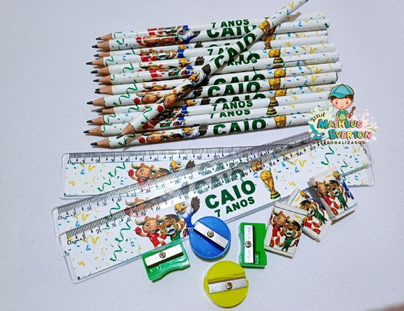 40 Kits Lápis, Borracha, Régua e Apontador Mascote Copa do m - Imagem 3