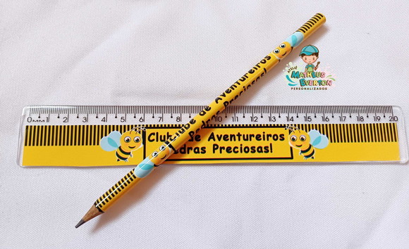 40 Lápis + 40 Réguas Personalizado Abelinha