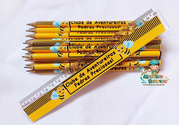 40 Lápis + 40 Réguas Personalizado Abelinha