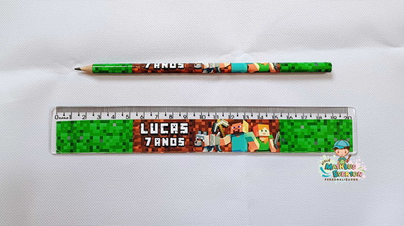 40 Lápis + 40 Réguas Personalizado Minecreft - Imagem 4