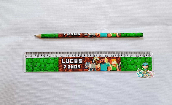40 Lápis + 40 Réguas Personalizado Minecreft - Imagem 3