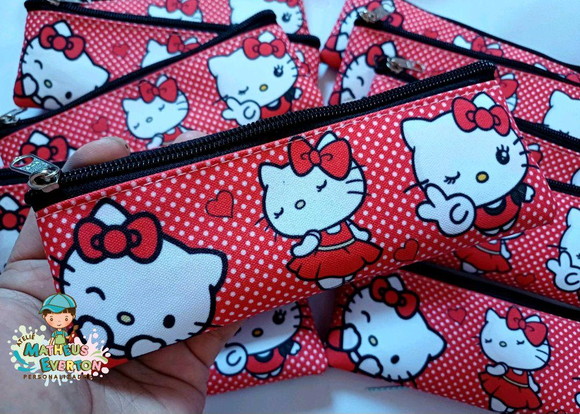 45 Estojos Slim Hello Kitty Vermelha Tam: 19x7cm - Imagem 4