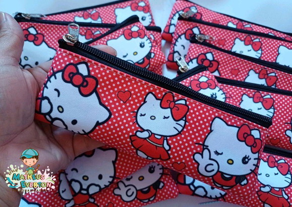 45 Estojos Slim Hello Kitty Vermelha Tam: 19x7cm - Imagem 5