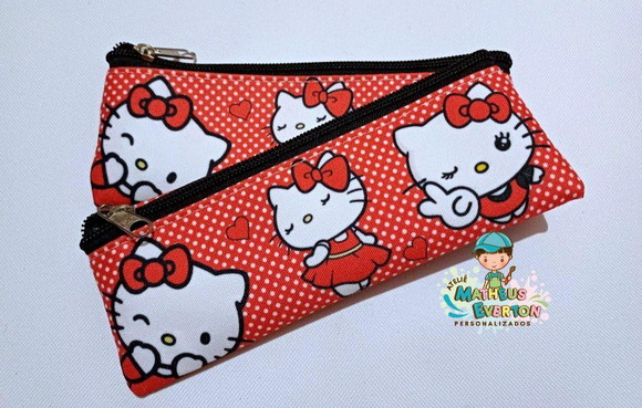 45 Estojos Slim Hello Kitty Vermelha Tam: 19x7cm