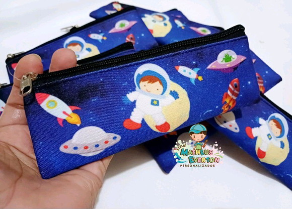 45 Estojos Slim Personalizado Astronauta Tamanho 19x7