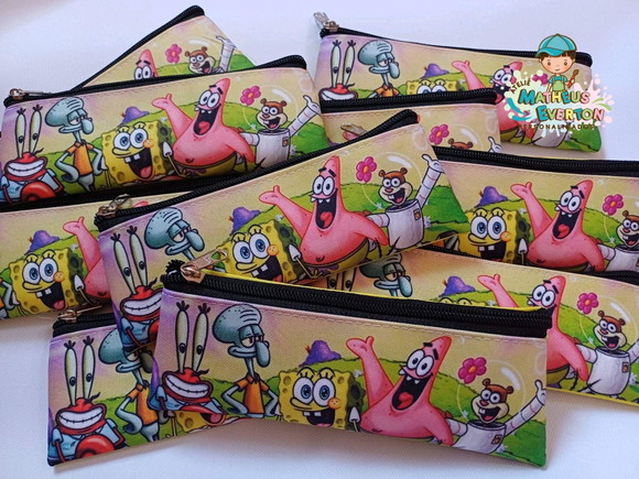 45 Estojos Slim Personalizado Bob Esponja Tam: 19x7cm - Imagem 3