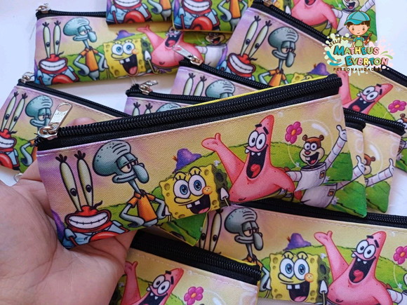 45 Estojos Slim Personalizado Bob Esponja Tam: 19x7cm - Imagem 4